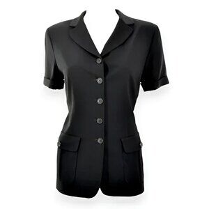 Ann Taylor Vintage 90s Black Minimalist Cargo Office Dress Jacket Blazer M 8